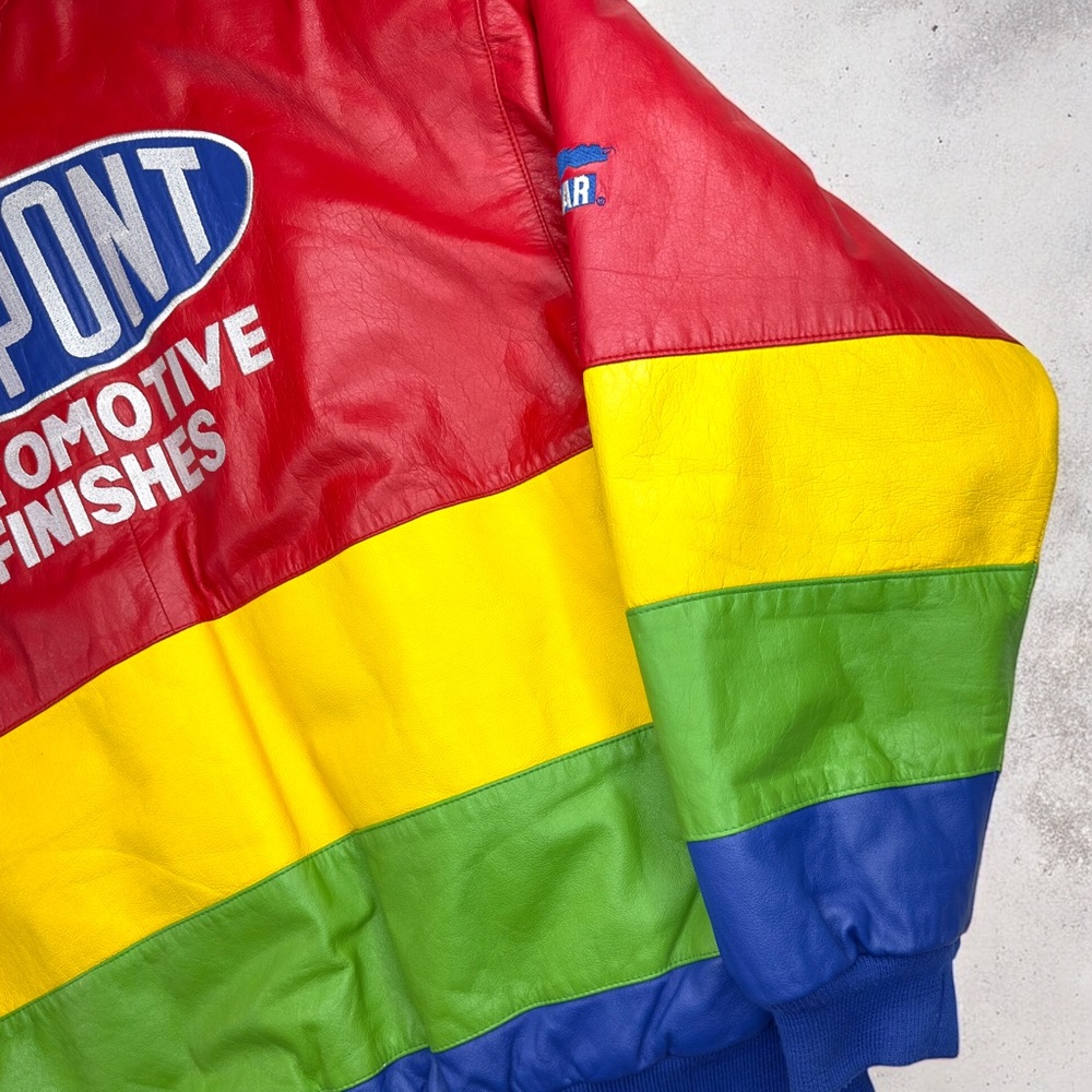 Vintage Chase Jeff Gordon #24 DuPont Rainbow Leather NASCAR Jacket L Winston Cup - Picture 11 of 15